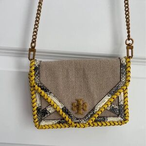Tory Burch Kira braided canvas snakeskin bag